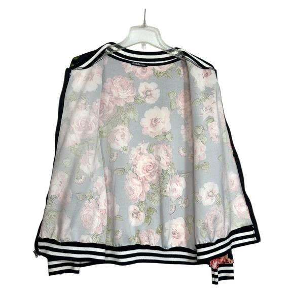 Vintage Y2k Satin Bomber Jacket Black Floral Charlotte Russe Women 2X Dark Fairy - Picture 4 of 9